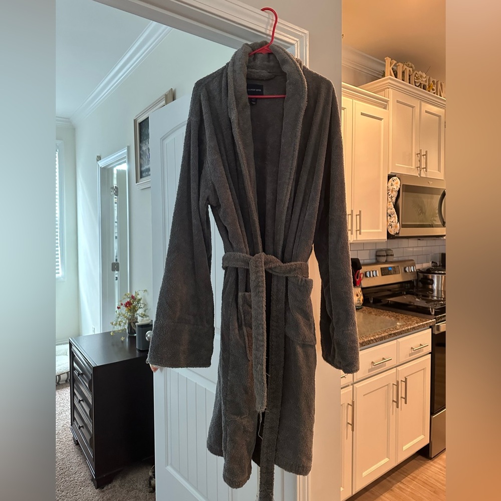 Men’s Lands' End Charcoal Terry Robe